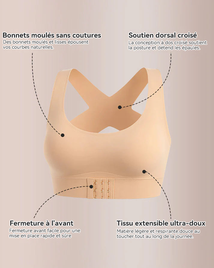 Vnproo®🍁💖Soutien-Gorge De Posture Sans Armatures À Fermeture Avant Et Dos Croisé